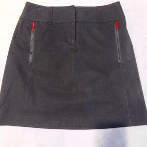 LOFT Black Mini Skirt with Red Details